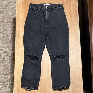 Abercrombie & Fitch Black Distressed Women's Curve Love Ankle Jeans